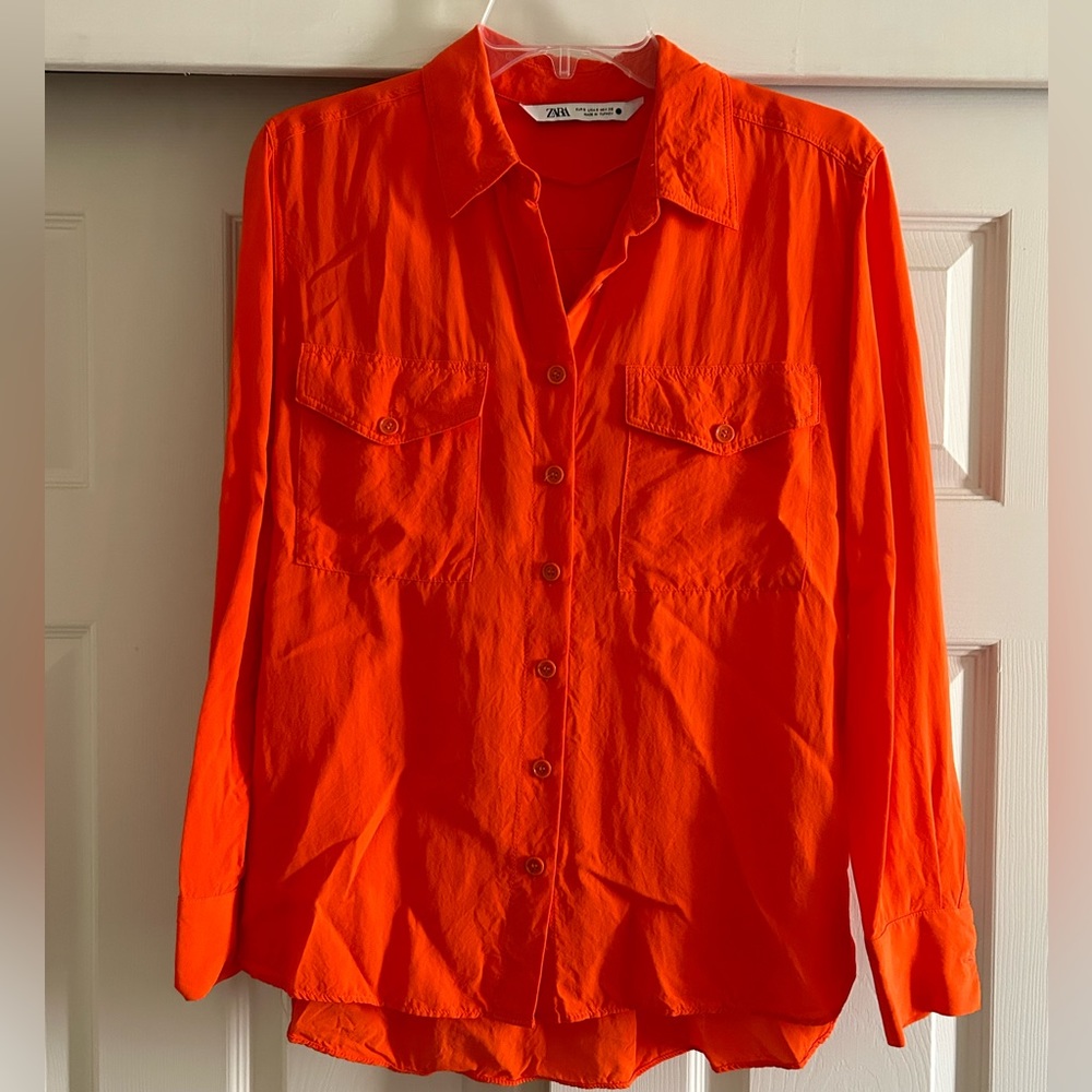 Zara Orange Utility Shirt